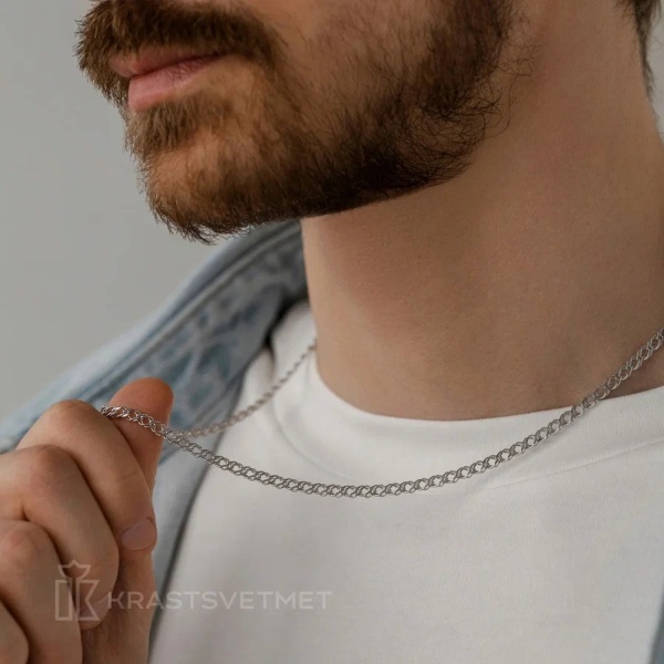 Цепь из серебра 925, плетение «Ромб двойной»